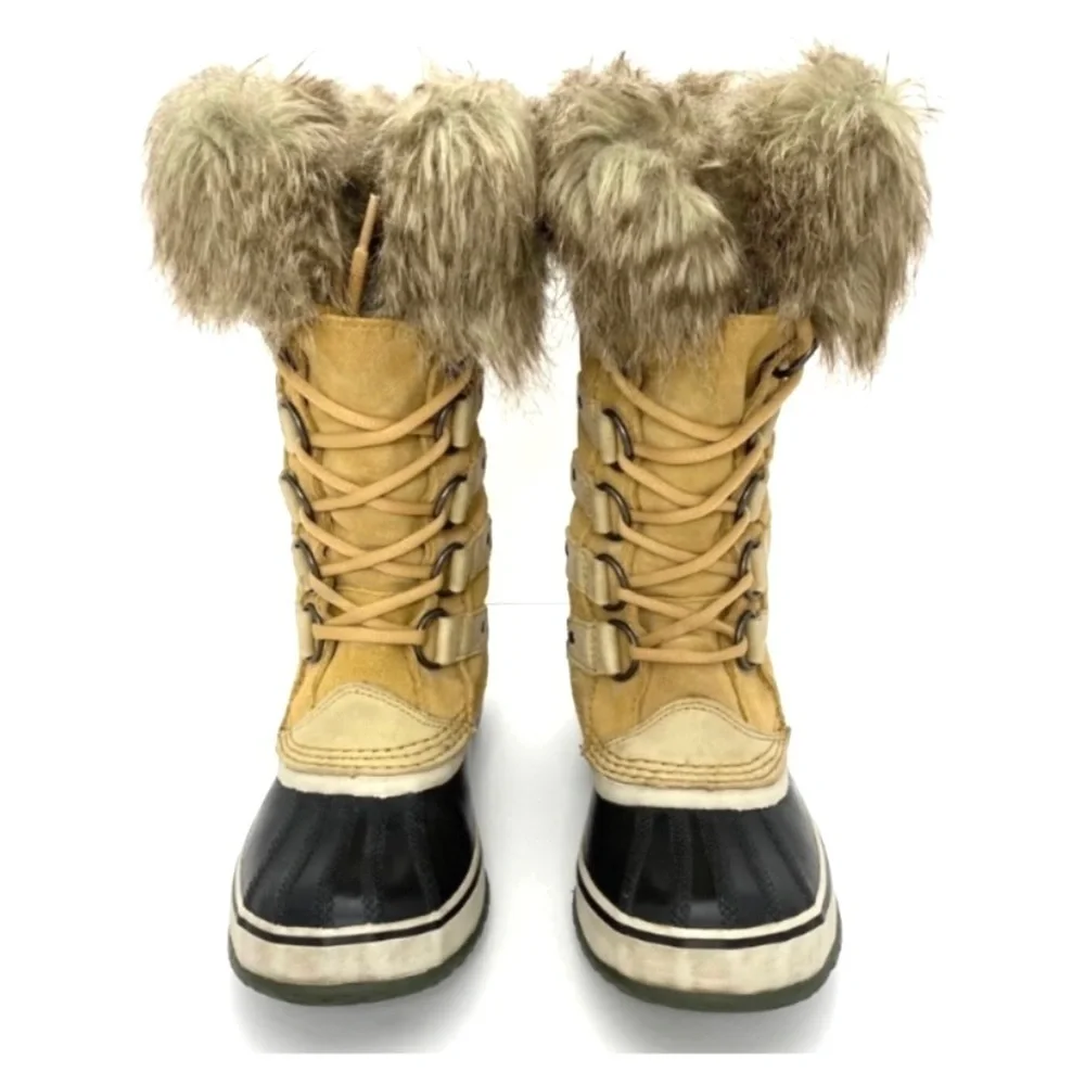 SOREL Joan of Arctic Fur Lining Winter Snow Duck Boot in Beige 1555381373